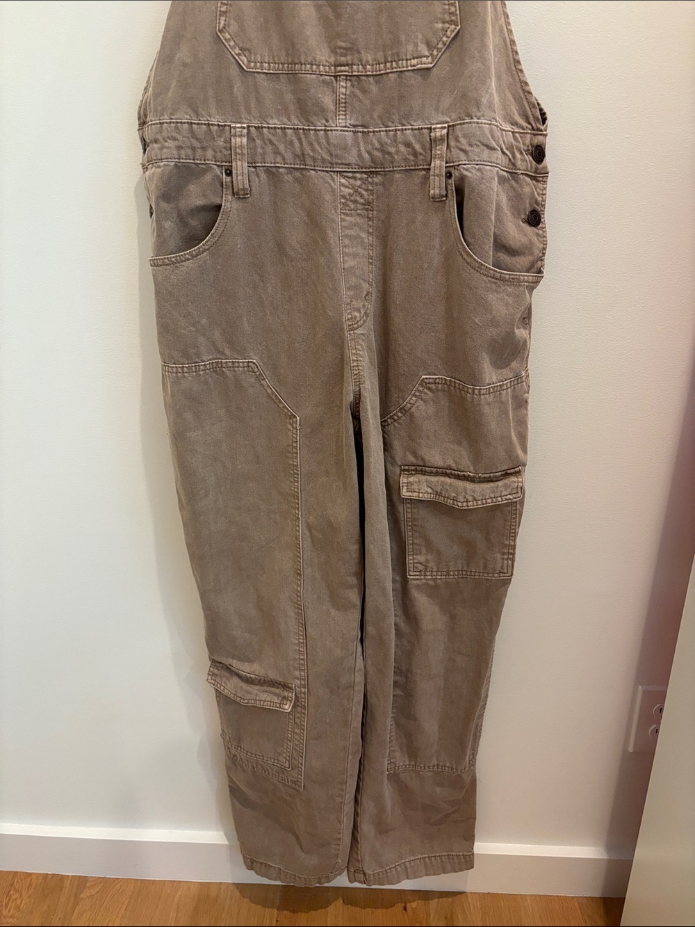 Wild Fable Overalls Baggy Brown Cargo Denim Size Large - Picture 3 of 6